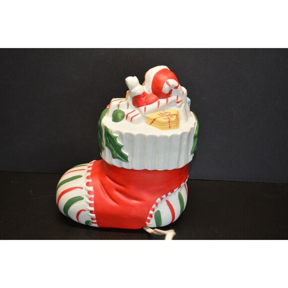 Vintage Christmas Around the World Stocking Teddy Bear Night Light Lamp Ceramic - Picture 6 of 12